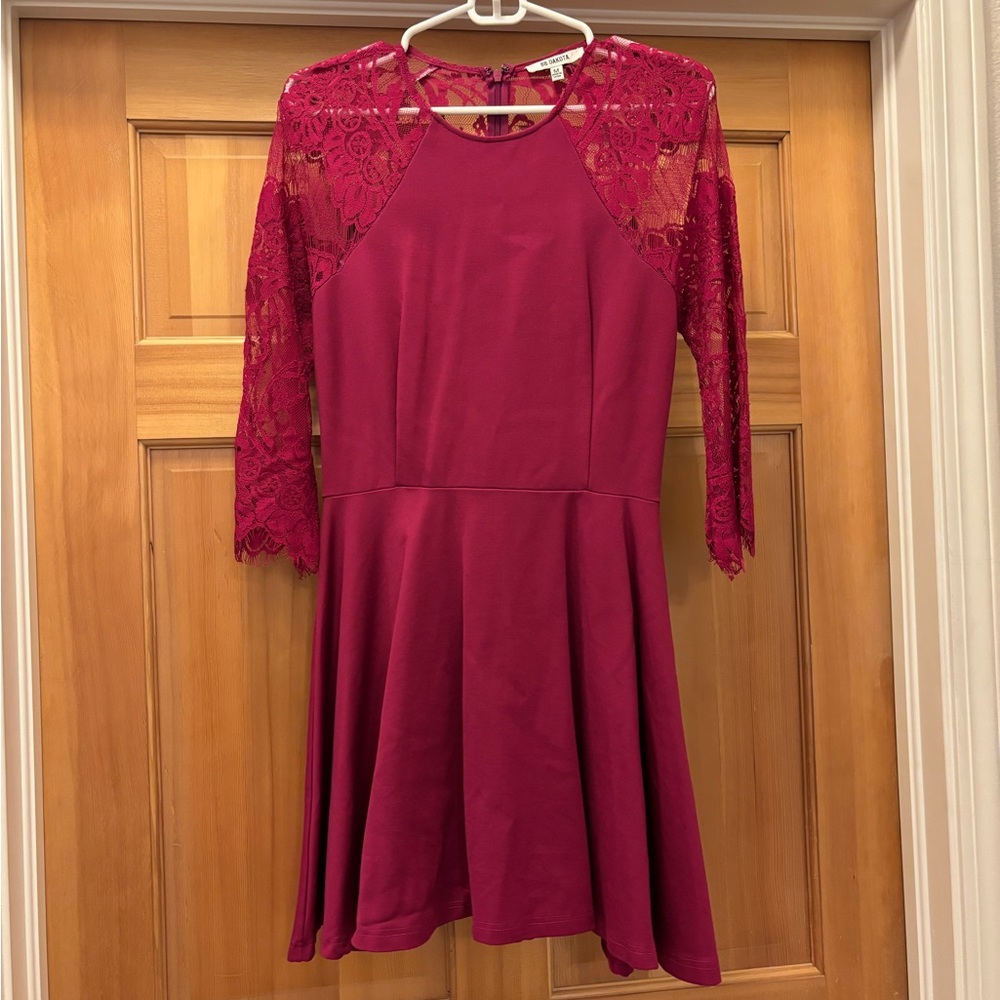 Magenta Lace Skater Dress
